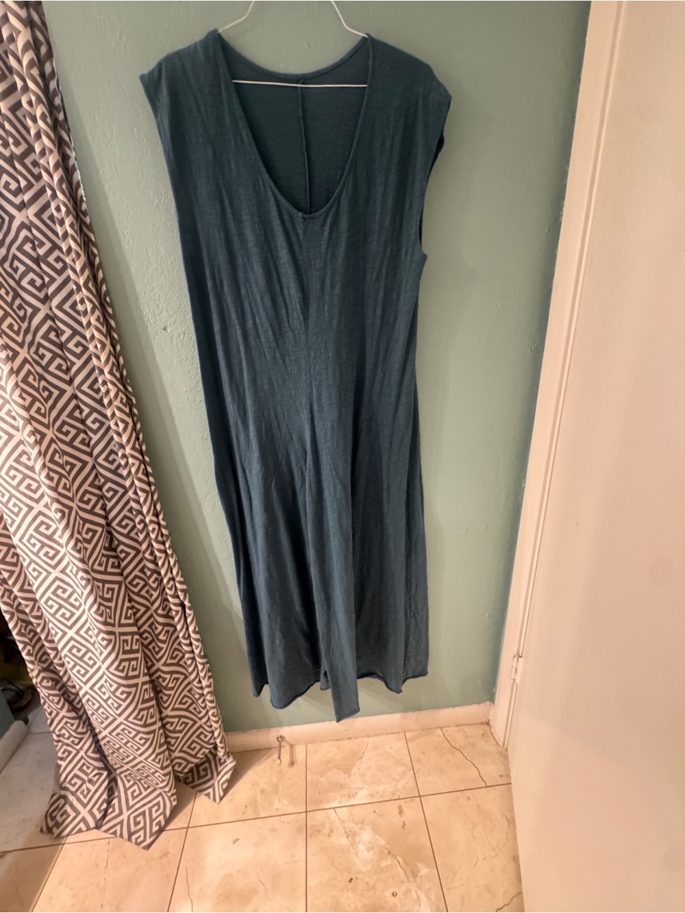 Sleeveless Deep V Maxi Romper in Teal - wear either side front for VNeck or Crew